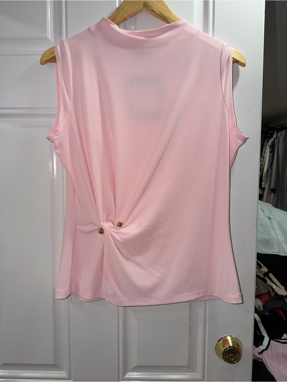Halston Heritage Soft Pink Sleeveless Twist-Front Tank